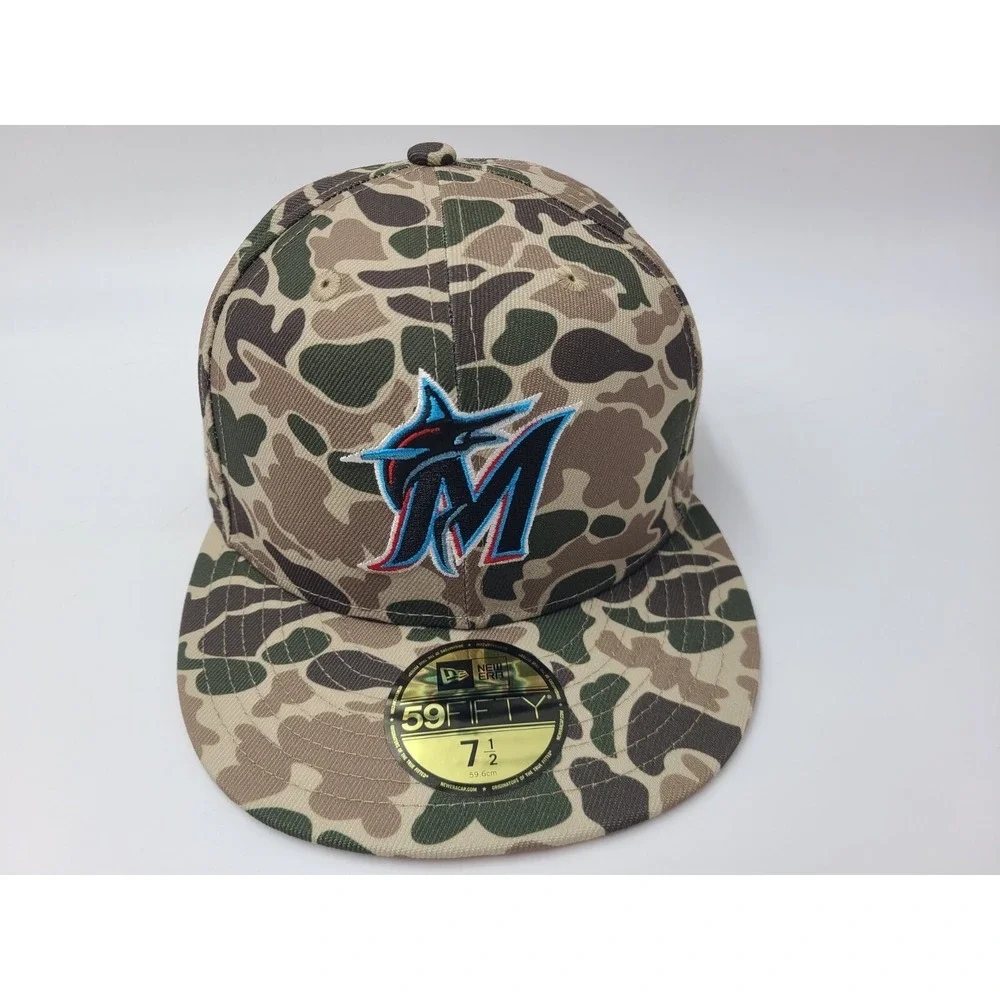 Miami Marlins 2003 World Series Patch Camo New Era‎ 59Fifty Fitted 7 1/2 Hat Cap